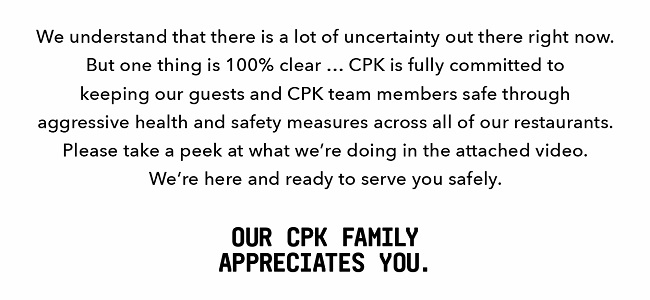 CPK Covid Message