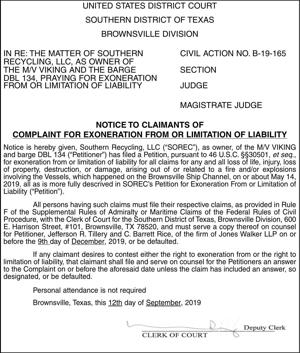 30139840 JONES WALKER LLP -NOTICE TO CLAIMANTS - 919 926 1003 1010 1024 1107 1121 120519 approval BH