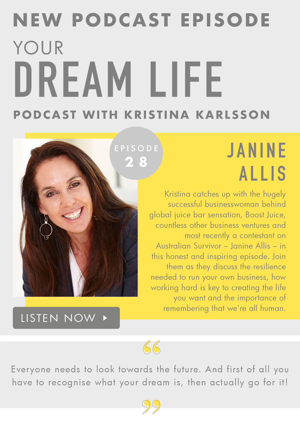 New Podcast Episode with Janine Allis. Listen now. 