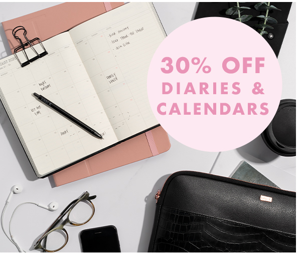30% off Diaries and Calendars. 