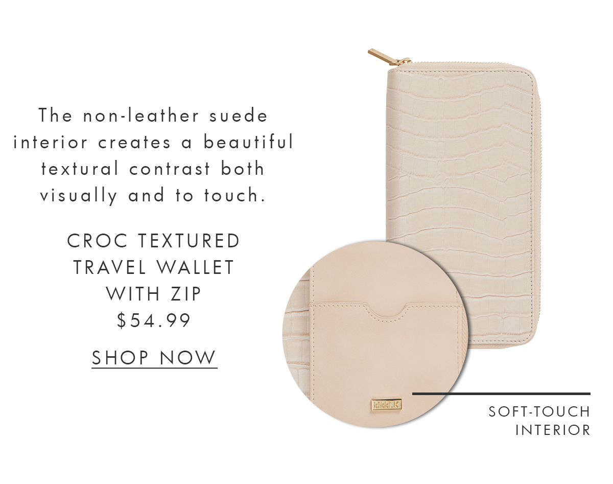 Croc Textured Travel Wallet with Zip. Shop now. 