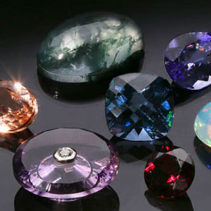 Colored faceted gemstones