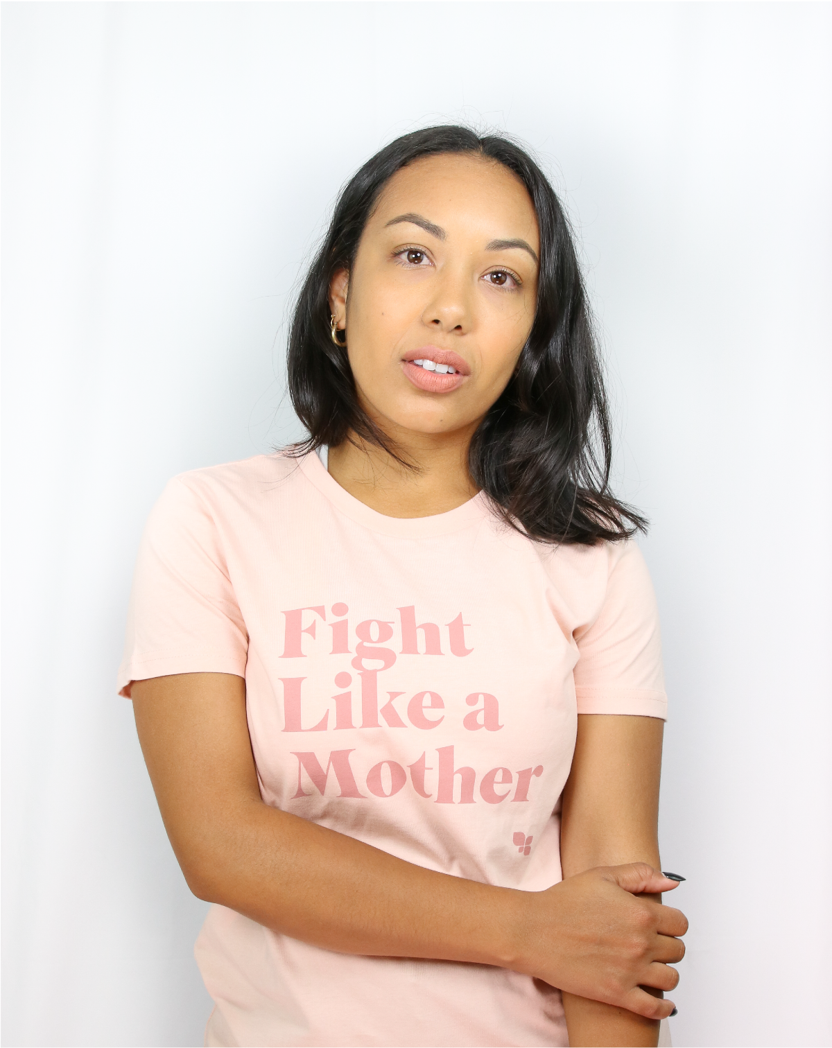 Woman in light pink Fight Like a Mother T-Shirt